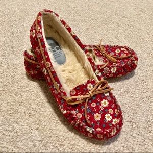 Red Floral Moccasins